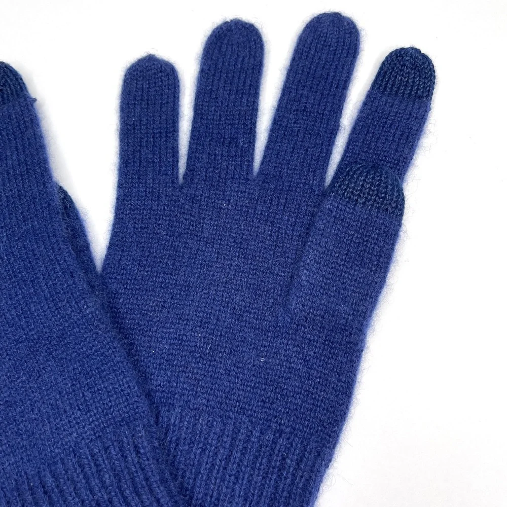 NORDSTROM Rack 100% Cashmere NEW Rib Knit Tech Gloves NEW Blue